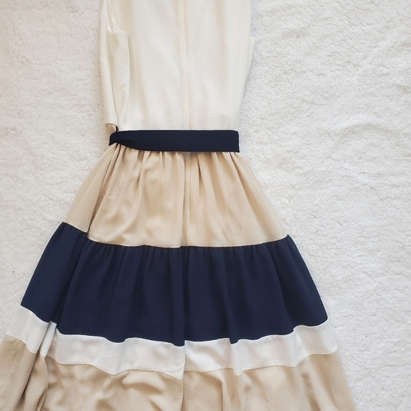 NWT Danny & Nicole Ruffle Sleeveless Colorblock  Fit and Flare Dress Size 4 - Picture 2 of 14